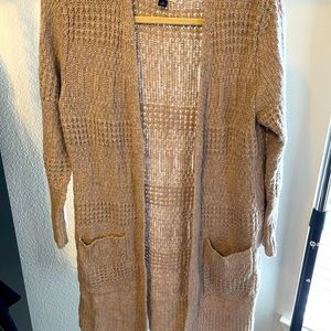 Comfortable tan long cardigan.